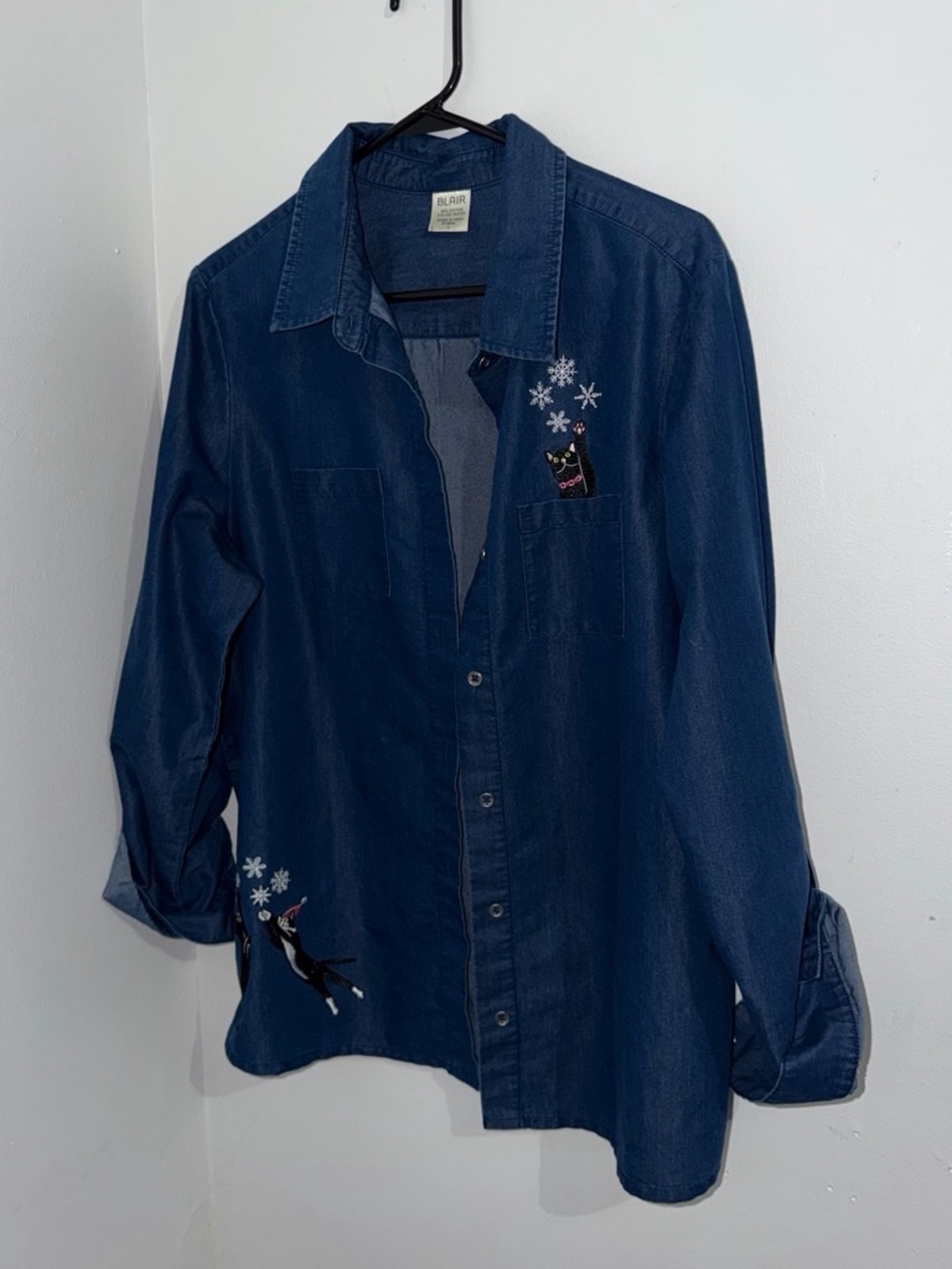 Blair woman’s Navy Embroidered Button-Down Shirt